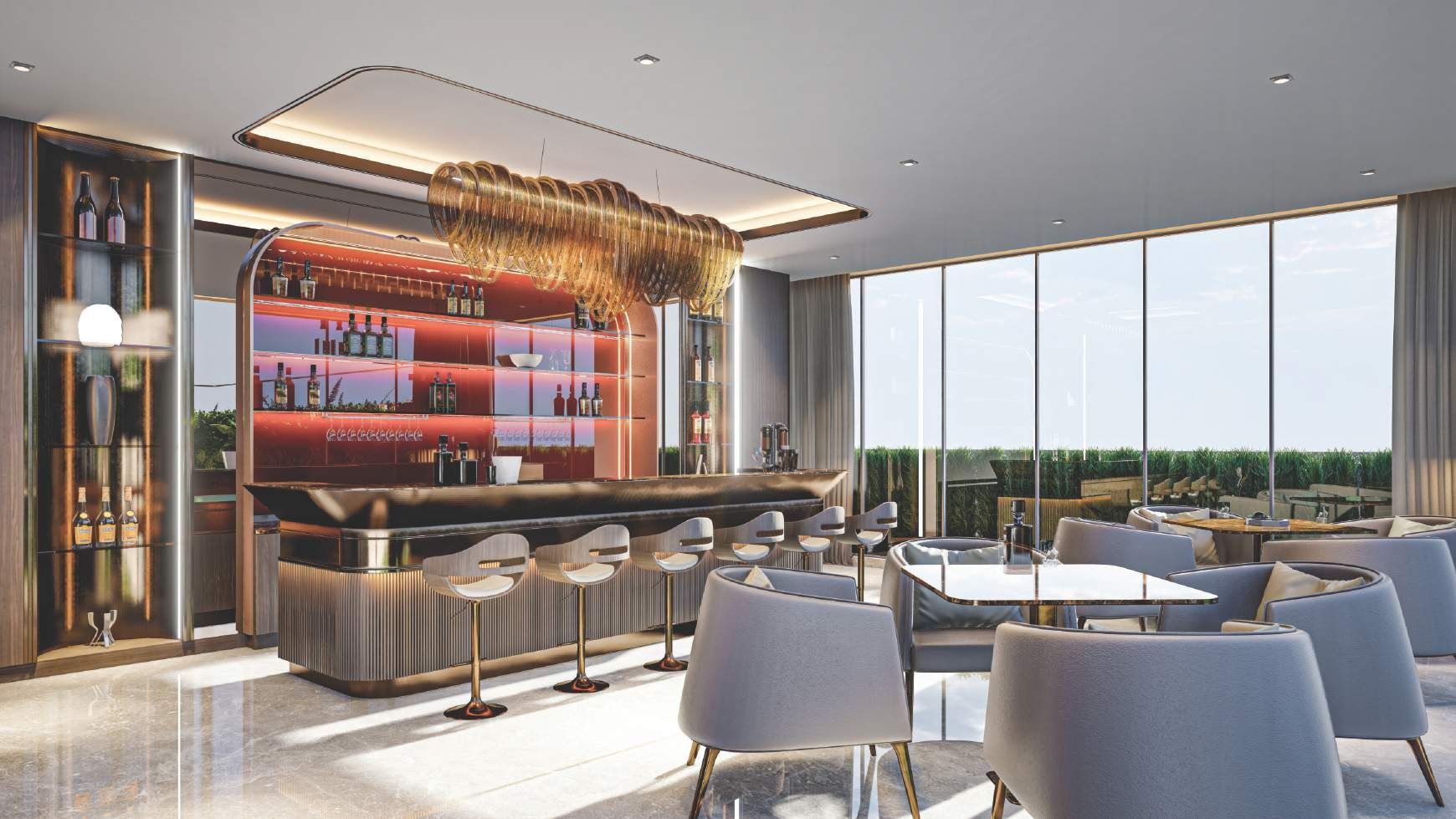 Sky lounge overlooking the Hyderabad skyline